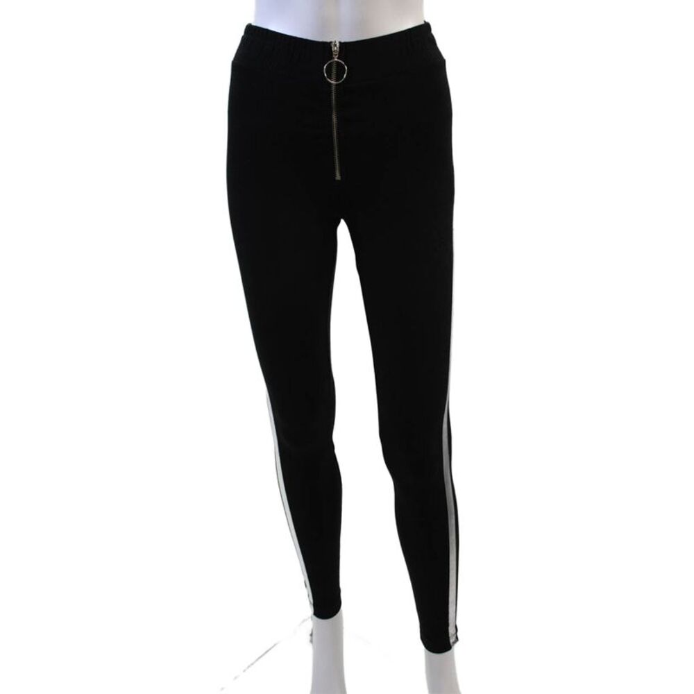 Wildfox Womens Cotton Silver Stripe O-Ring Detail Leggings Black Size M